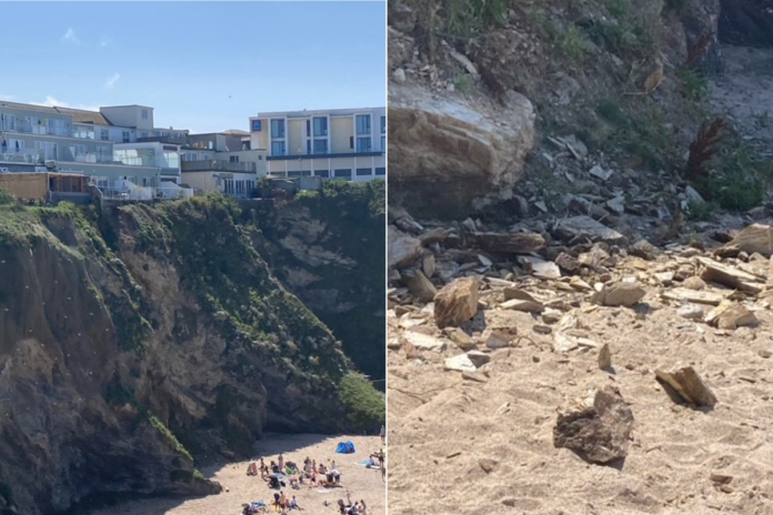 cornwall-cliff-collapse-closes-part-of-newquay-beach-ahead-of-hottest-day-of-the-year